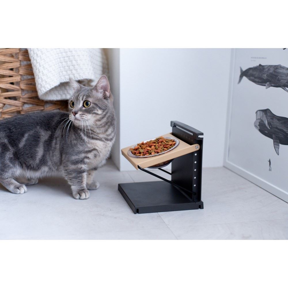 LIFELEX 高さと角度が変えられる猫用食器台　ＰＪ１２－０３８４　ブラック
